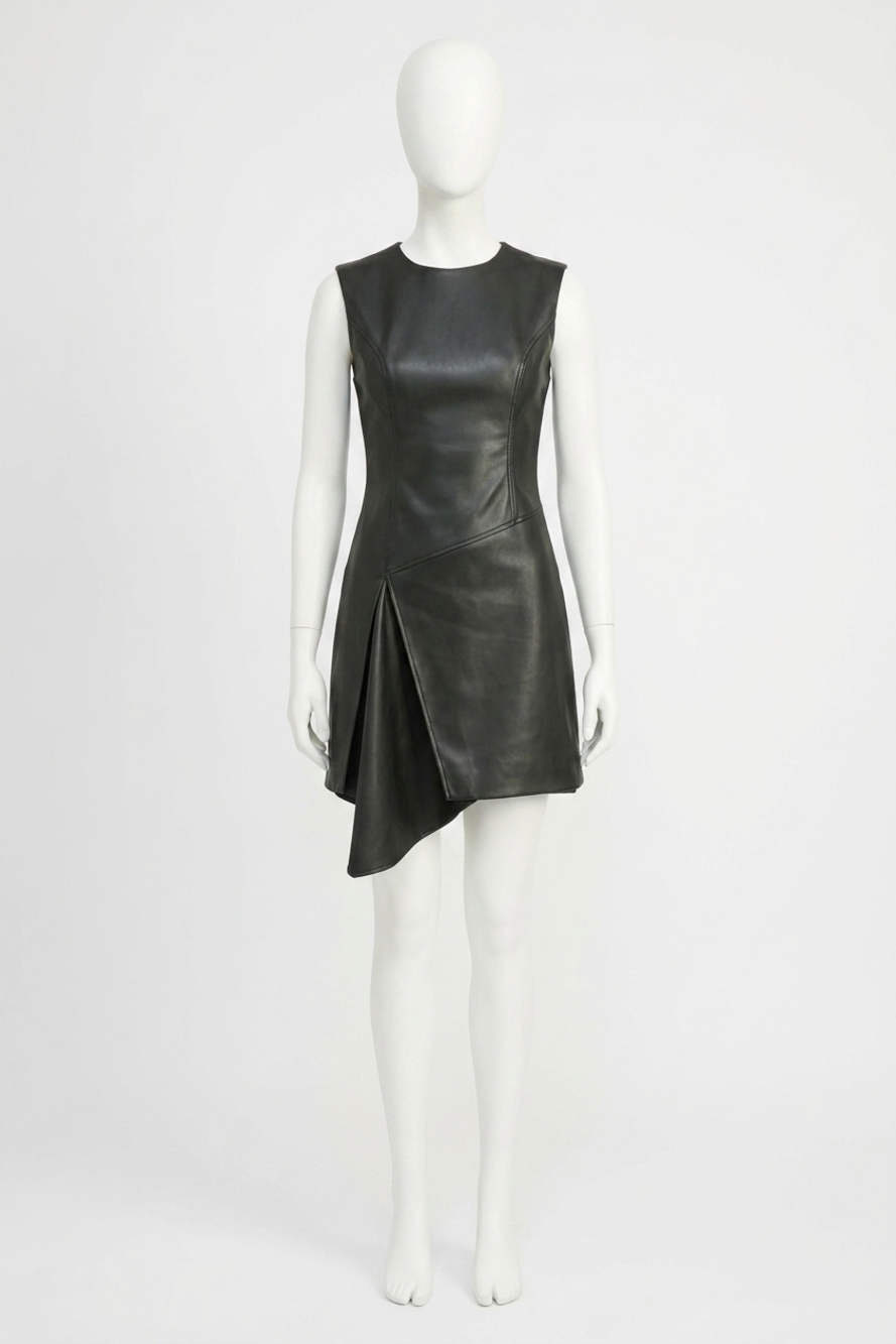NEW EN SAISON mya leather mini dress in black